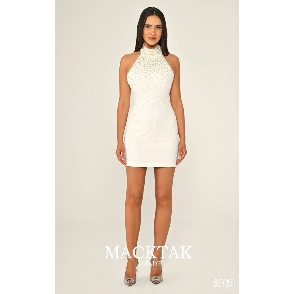 Halter Yaka  Kısa 7039 Abiye Elbise