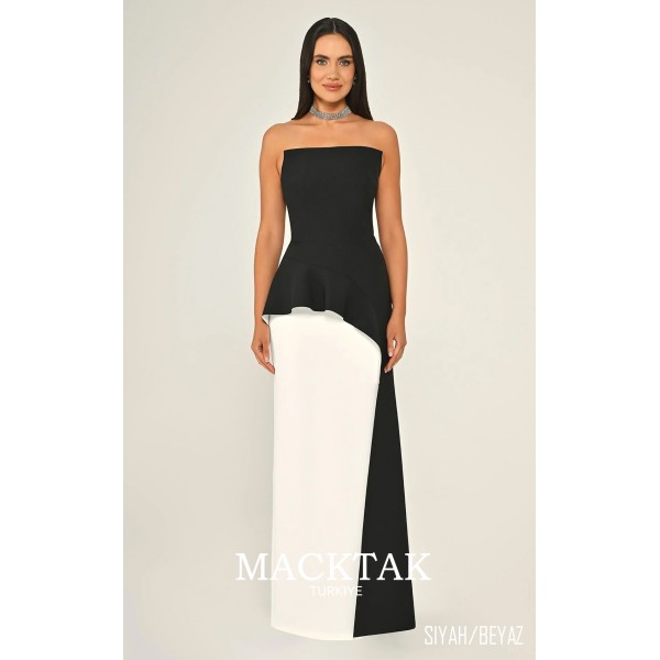 Straplez Volanlı 6955 Abiye Elbise