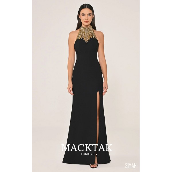 Halter Yaka Krep Uzun 6973 Abiye Elbise