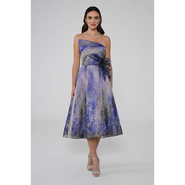 Straplez Midi 6745 Abiye Elbise