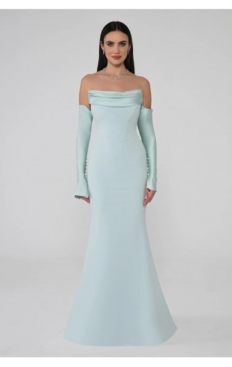 Straplez Kollu 6613 Abiye Elbise