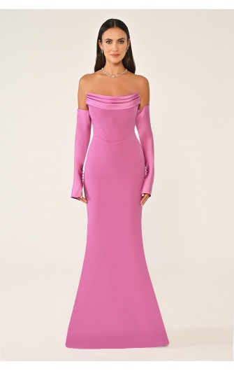 Straplez Kollu 6613 Abiye Elbise