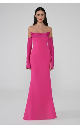 Straplez Kollu 6613 Abiye Elbise