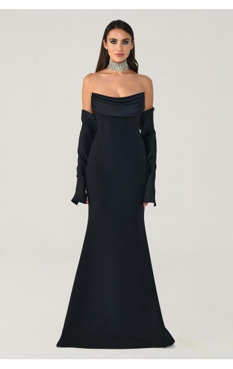 Straplez Kollu 6613 Abiye Elbise