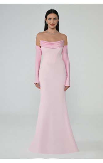 Straplez Kollu 6613 Abiye Elbise