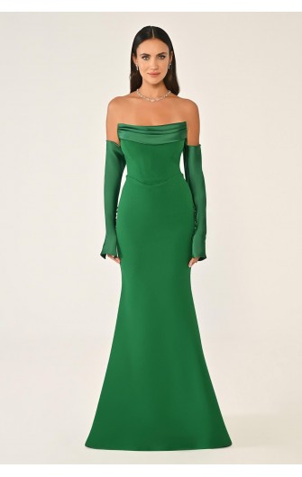 Straplez Kollu 6613 Abiye Elbise