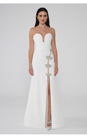 Straplez Kalp Göğüs Uzun 6690 Abiye Elbise