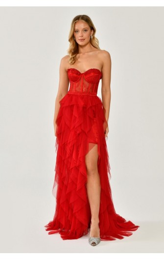 Straplez 5576  Abiye Elbise