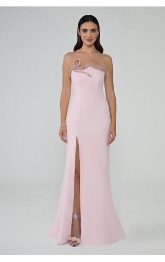 Yakası Taşlı 6728 Yırtmaçlı...