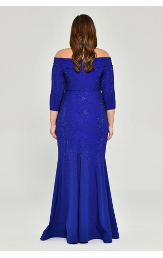 Çiçek Aksesuarlı 6465 Boncuklu Kumaş Elbise