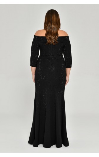 Çiçek Aksesuarlı 6465 Boncuklu Kumaş Elbise