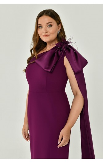 Tek Omuz 6419 Krep Midi Elbise