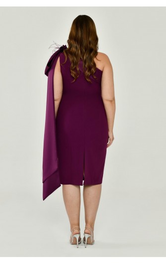 Tek Omuz 6419 Krep Midi Elbise