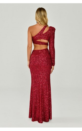 Önden Yırtmaçlı 6249 Payet Kumaş Elbise