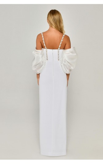 Askılı Düşük Balon Kol Uzun 5832 Abiye Elbise