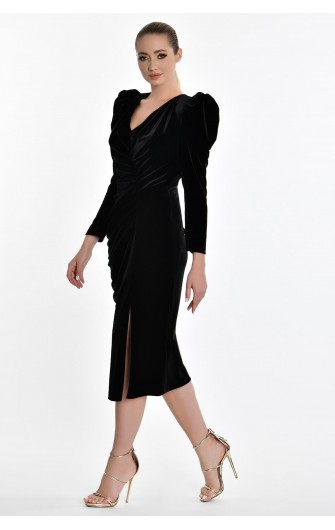 Uzun Kol Kadife 5866 Midi Elbise