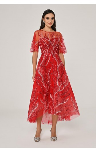 Kısa Kollu Parlak 6645 Tül...