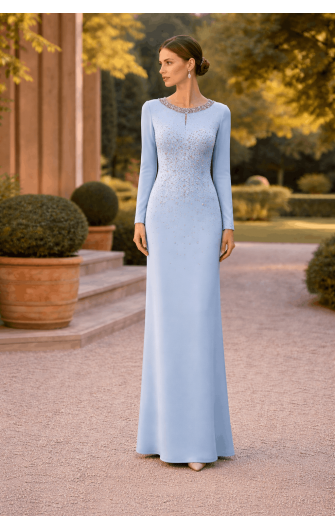 İşlemeli 8133-26 Uzun Elbise