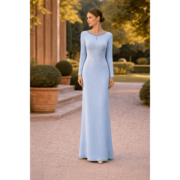 İşlemeli 8133-26 Uzun Elbise