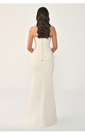 Düğmeli Payet Detaylı 7195 Uzun Elbise