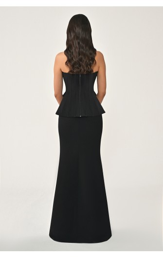 Düğmeli Payet Detaylı 7195 Uzun Elbise