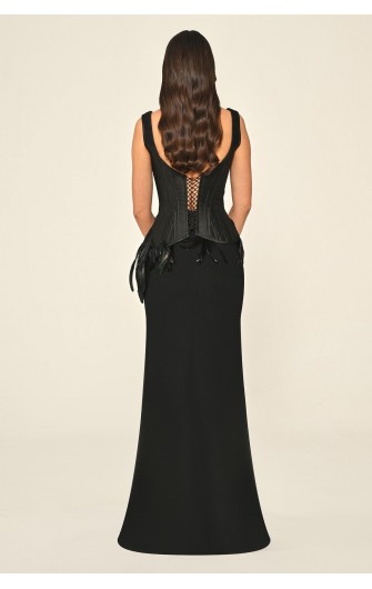 Göğüs Dekolteli Kuyruklu 7337 Uzun Elbise