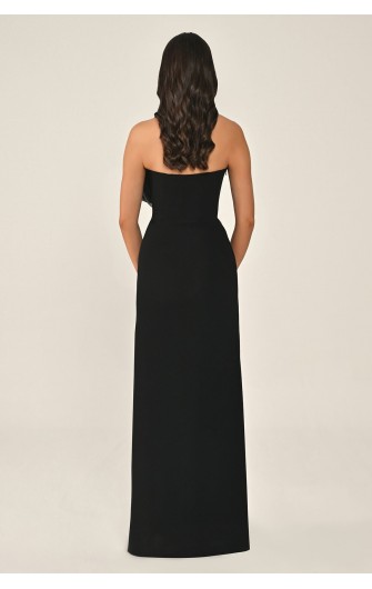 Straplez Volanlı Yırtmaçlı 7317 Uzun Elbise