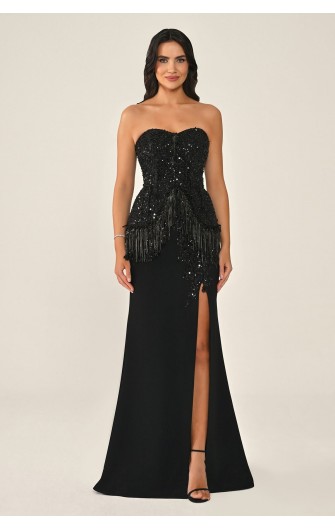 Straplez Üst Payetli 7358...