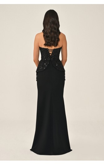 Straplez Üst Payetli 7358 Boncuklu Elbise